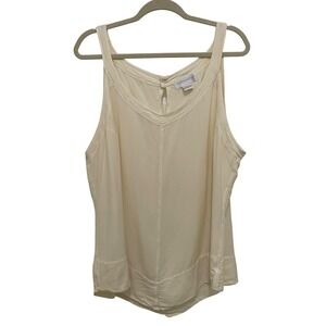 Soft Surroundings Ivory Sleeveless Tank Top Keyhole Back Detail Womens Size 3X